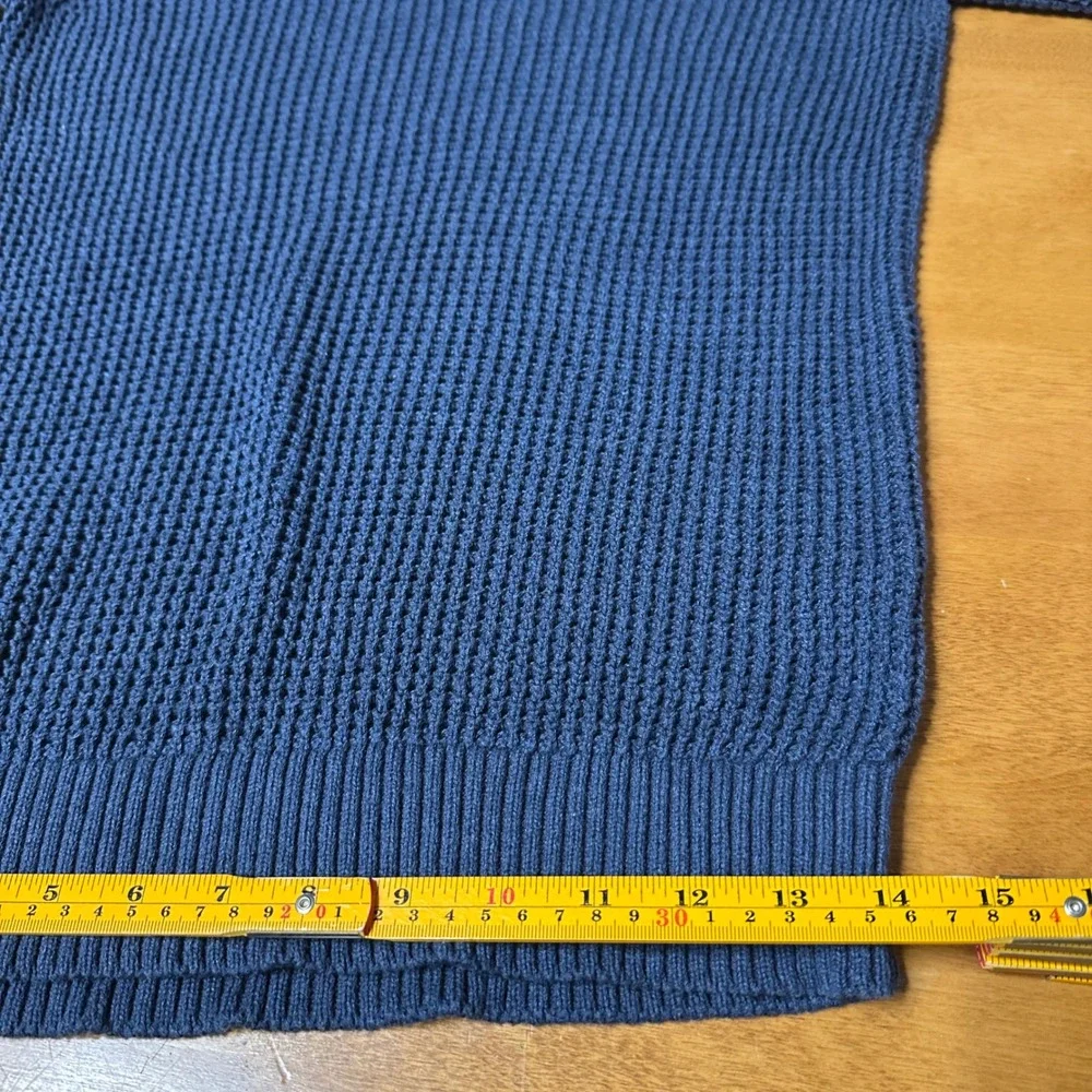 Pact Waffle Knit Sweater Mens S Blue 100% Organic Cotton Crewneck Fisherman Fall